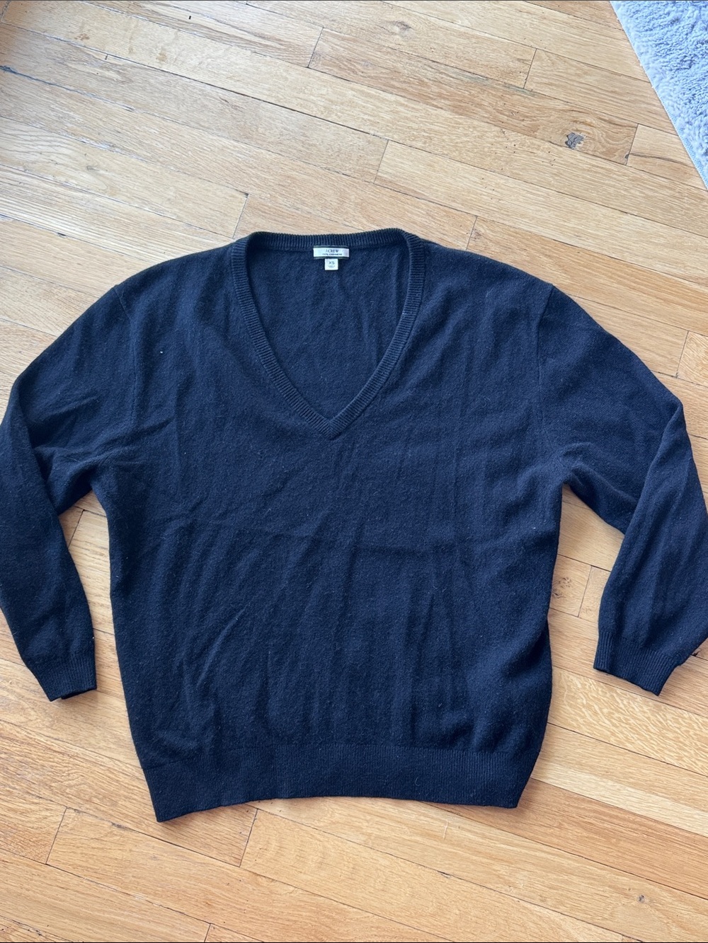 J. Crew Black Oversized Cashmere V-Neck Sweater